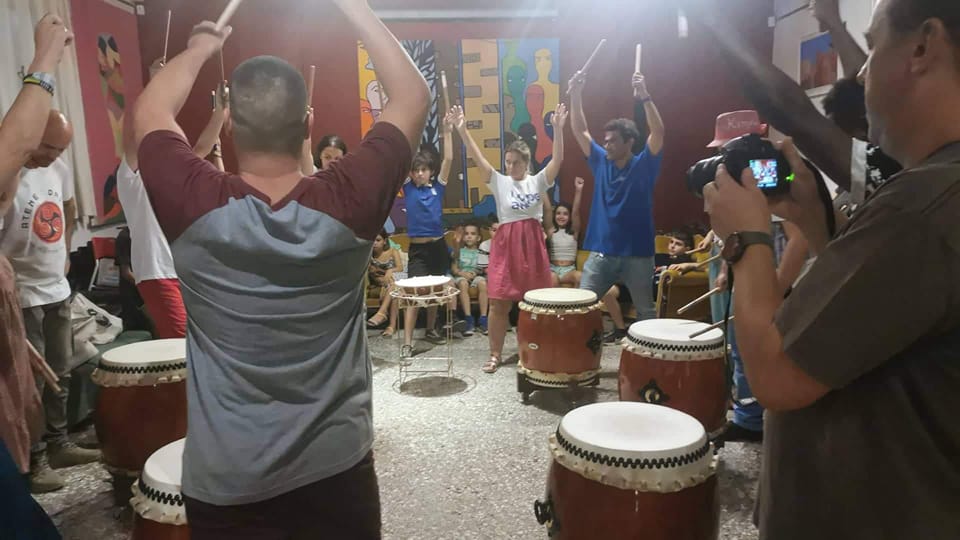 Hopeart workshop with TAIKO drums for people with and without disabilities